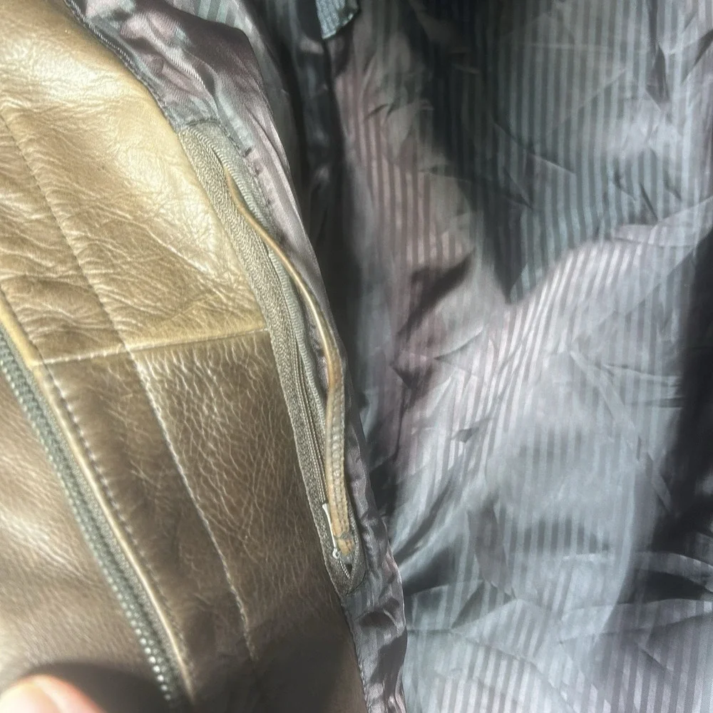 Vintage JHANE BARNES Bomber Jacket Men's 38 Brown Full Zip Lined Moto *SCRATCHES